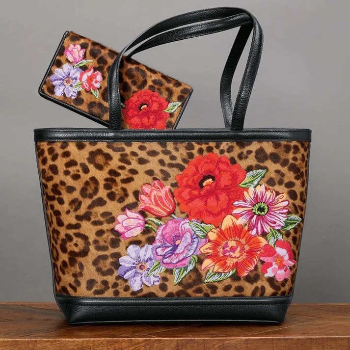 Borsa Tote Brighton Lex In Pelle Nera Con Ricami Floreali - Modello Uptown Spots H37823 - Foto 3