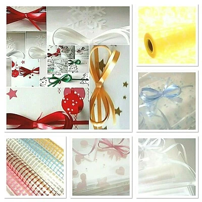 OASIS 💜 Clearance Cellophane Hamper Wrap End Of Roll Free Ribbon Baby Mum Xmas Easter