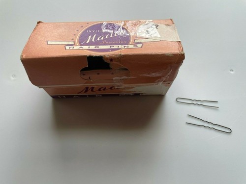 Antique Box of Madco Hair Pins Invisible Black Wire 3.75" Madison Wire Co NY - Picture 3 of 8