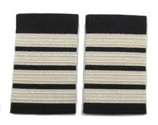 Epaulette Pilot Captain First officer Silver 4 Bars On Black
