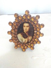 Small Jeweled Picture Frame for 2 x 2 I photo surrounded by Nice Amber crystals