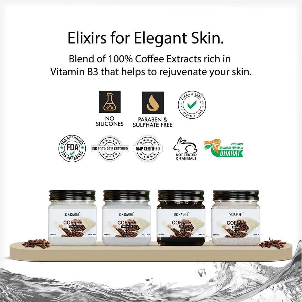 DR.RASHEL COFFEE PACK OF 4 (SCRUB, GEL, CREAM & FACEPACK) - 1520 ml - Image 4 of 4
