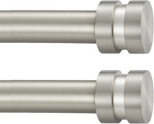 2 Pack 1" Telescoping Curtain Rods 72-144" Matte Nickel for Windows