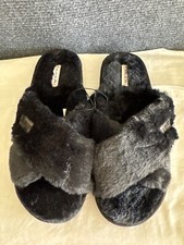 Tahari Slippers, Black Faux Fur, Brand New, Womens Sizes