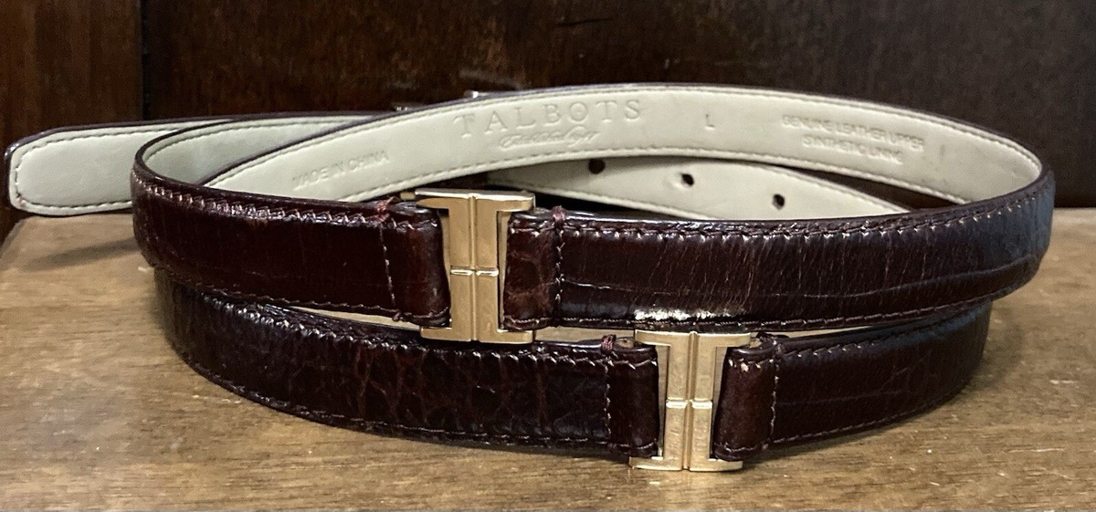 Talbots 3 Section Brown Leather Upper Belt Sz L 3/4”Wide  display picture 3