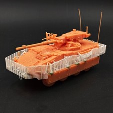 A photorealistic military vehicle, a Humvee body with tank tracks and a