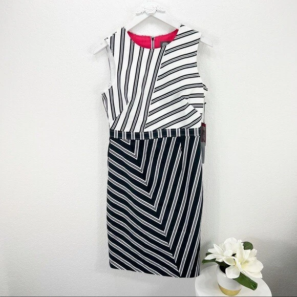 Vince camuto black and white cheap dress