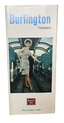 1966 Burlington Route Railroad Schedule Timetable May Oct Index Map 14 states