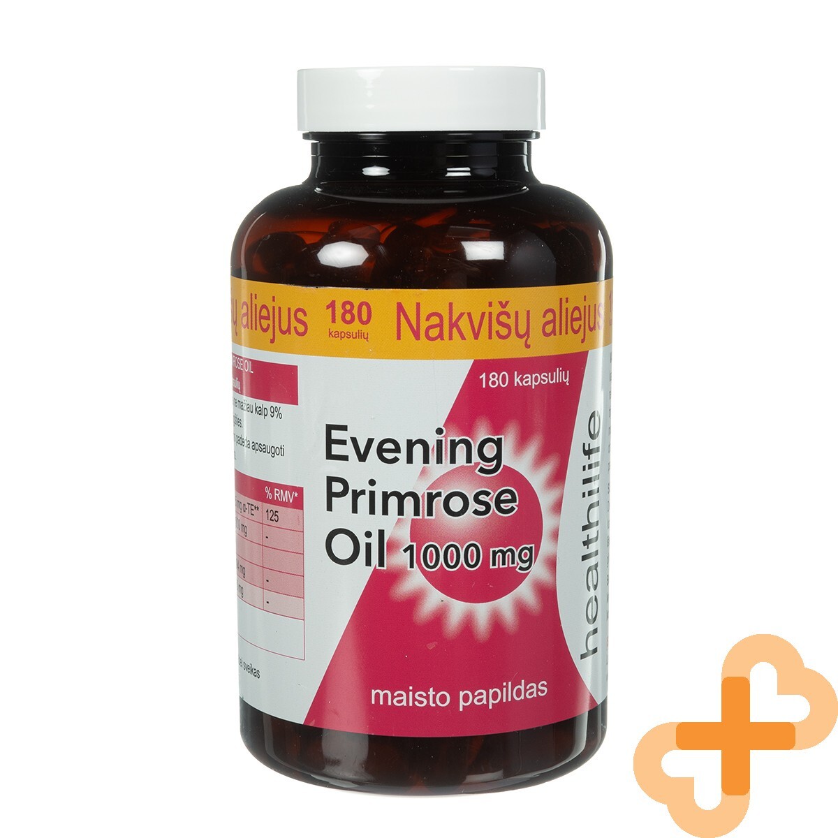 HEALTHILIFE Aceite de Onagra 1000MG 180 Cápsulas Vitamina E Suplemento