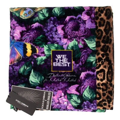 DOLCE & GABBANA DJ Khaled Logo Leopard Schmetterling Blume Strand Tuch Lila