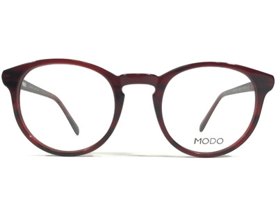 MODO Eyeglasses Frames 6527 REDSK Dark Clear Red Round Horn Rim 47-22-142