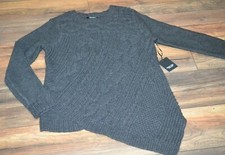 Simply Vera VERA WANG Nocturnal Glow Charcoal Gray Sweater Asymmetric hem