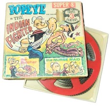 Vtg Popeye The Sailor in The Indian Fighter Cartoon Triple Feature Super 8 Film