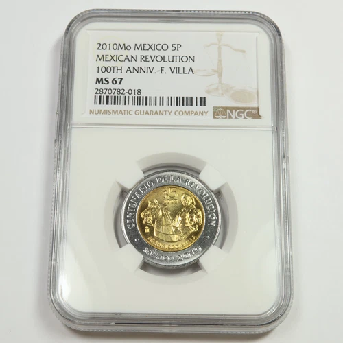 2010 NGC MS67 - MEXICO 100th Anniversary Mexican Revolution 5 Peso Coin #50873A