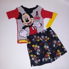Mickey Mouse Boys Pajama Set 12-18 Months Black Red
