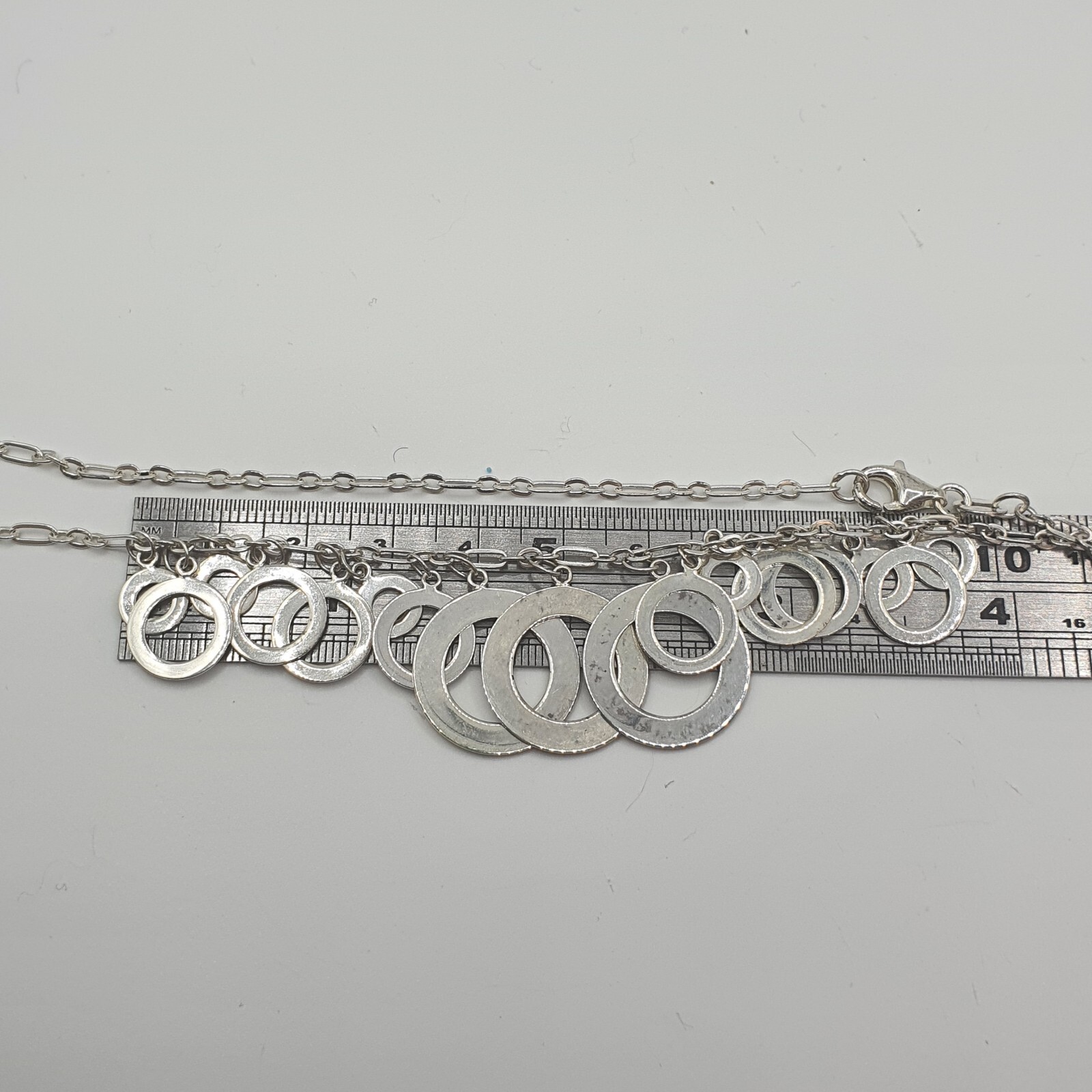 Photo 8 of 925 Sterling Silver Necklace With Circles On 16inch Chain, N35