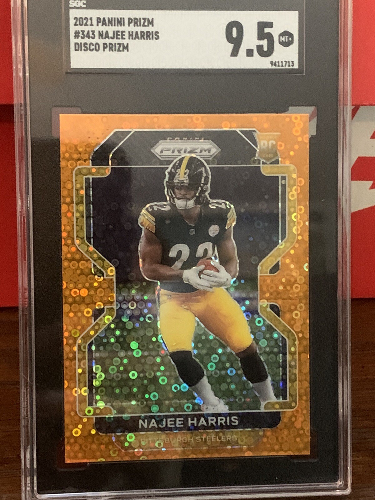 2021 Prizm, Disco Prizm #343 Najee Harris Rookie RC (Steelers) SGC 9.5