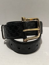 Gucci Microguccissima Pattern Leather Belt Embossed Black 281548 Women  s Size 32