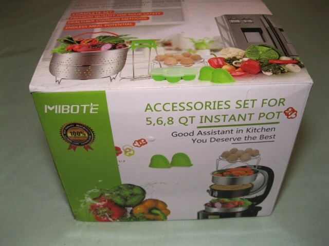 MIBOTE 98 Pcs Accessories Set for Instant Pot 5,6,8 Qt, 2 Steamer Baskets,  Springform Pan, Egg Steamer Rack, Egg Bites Mold, Kitchen Tong, Silicone