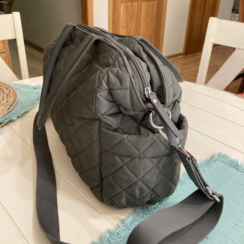 Storksak Bobby Nylon Quilted Diaper Bag Crossbody Tote Bag | Changing Pad | Gray - Picture 20 of 24