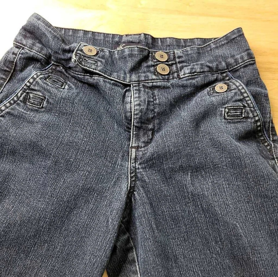 Pantalones cortos para caminar Anne Klein para mujer Ak Jeans Bermudas azules elásticos botones 6/27 Foto 2 de 4