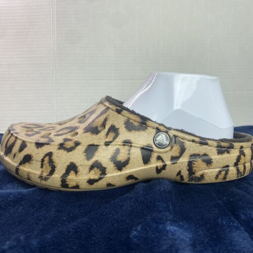 Crocs Freesail Clogs Size 9 Women's Leopard Dual Comfort Fleece Lined - Picture 9 of 13