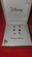 DISNEY Mickey Mouse Hearts 3Pair Stud Earring Set 14k Gold Flash...