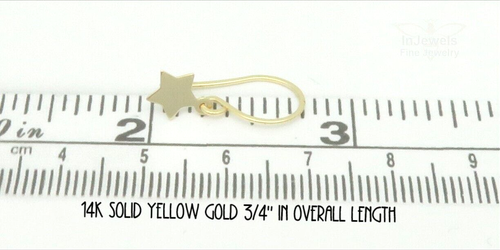 14K SOLID YELLOW GOLD STAR DANGLE DROP EARRINGS SHEPARD'S HOOK GENUINE 3/4" 14KY - Picture 5 of 10