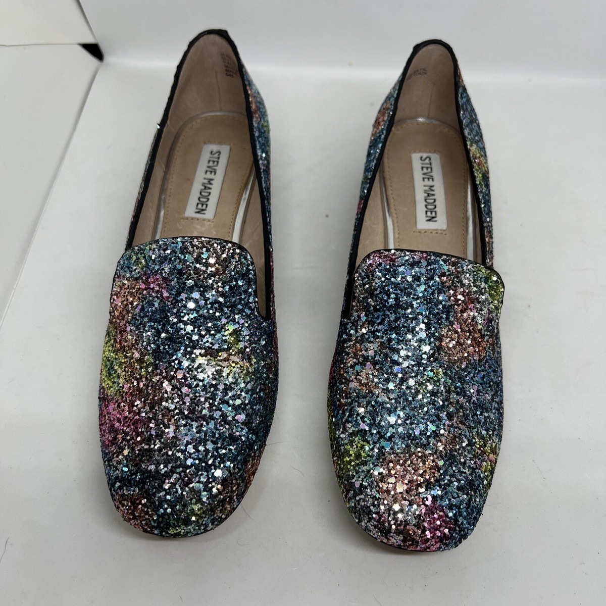 Steve Madden Sparkle Glitter Flat Dress Shoes Size 7M Rainbow