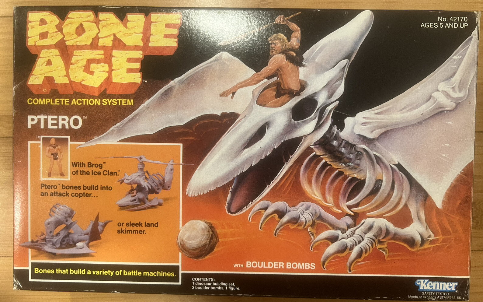 Vintage 1988 Bone Age Ptero Complete With Box Kenner Figure Included