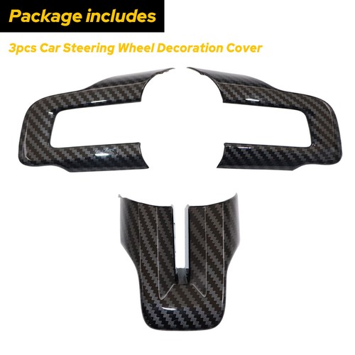 Interior Steering Wheel Cover Trim For 2015-2022 Ford Mustang Carbon Fiber Black - Picture 4 of 12