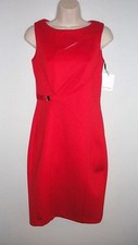 NWT $134 CALVIN KLEIN Sheath Cutout Dress with Buckle, Red, Sizes  6  8  10