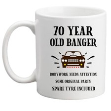 70th birthday mug, funny gift, car mug, old banger gift for him/men/gift/car