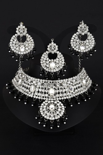 Indian Rajasthani Silver Plated Kundan 