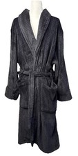 Robe Daniel Buchler NY Size L XL Belted Black Pockets Soft Plush Cozy