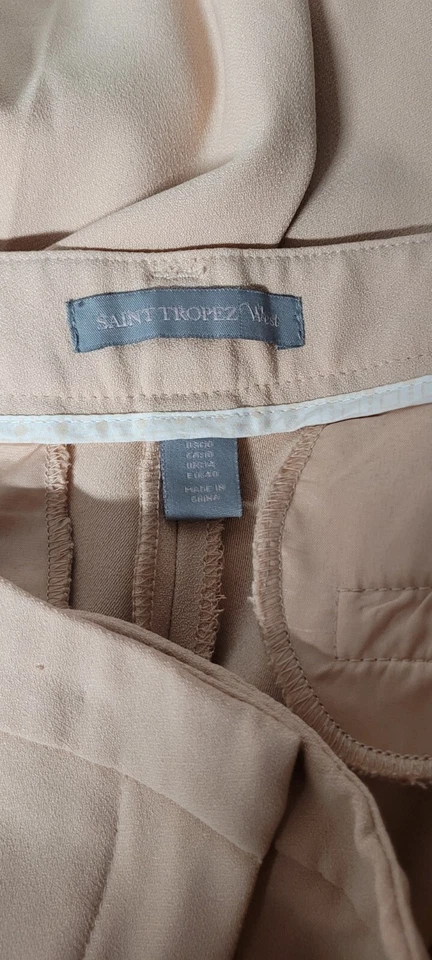 Pantalones para mujer Saint Tropez West S 10 elegantes rectos melocotón plisados y bolsillos Foto 4 de 4