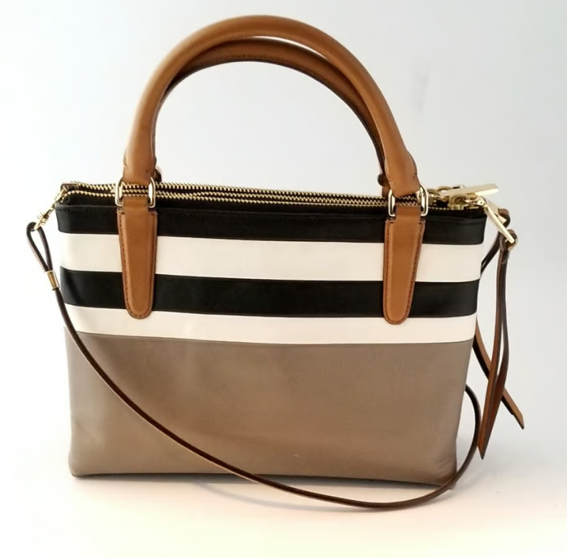 Coach Mini Black White & Gray Color Block Borough Triple