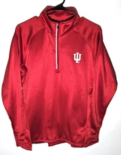Red, Polyester, Indiana Hoosiers Long Sleeve 1/4 Zip Top-Size Juniors LG 11/13