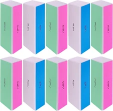 4 Way Nail Buffer Block (10 Pcs), Nail Shine Buffers Blocks Files for Natural an