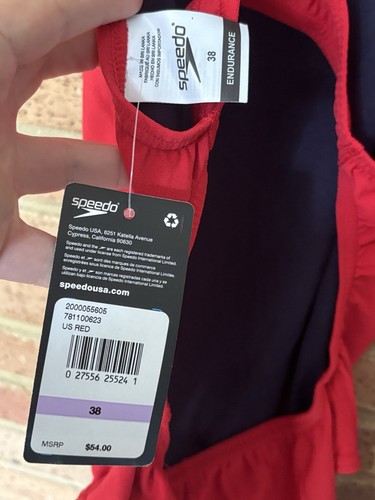 Speedo Guard Women's Endurance Training Swimsuit Size 38 Red Lifeguard - Picture 3 of 3