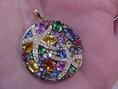 EFFY WATERCOLORS COLLECTOR PENDANT 14K YELLOW GOLD OVER 4K RETAIL!
