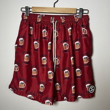 Life is Good "Red White Brew" Men's Board Shorts Size M Swim Trunks Mesh Lined
