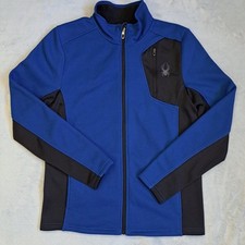 Men's Spyder Constant Full Zip Medium Sweater Jacket-Small, Black/Blue
