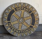 Original Vintage Old  Rotary International Club 1 Sided 30" Tin Road Sign Rustic