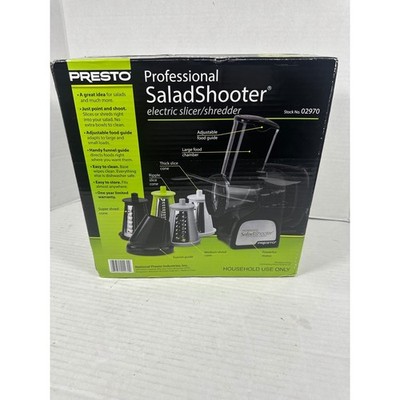 NIB Presto Professional SaladShooter Electric Slicer Shredder Black02970 4 Cones