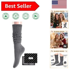 Vintage Grey Knee-High Slouch Socks for Women - Cozy  Stylish Comfort
