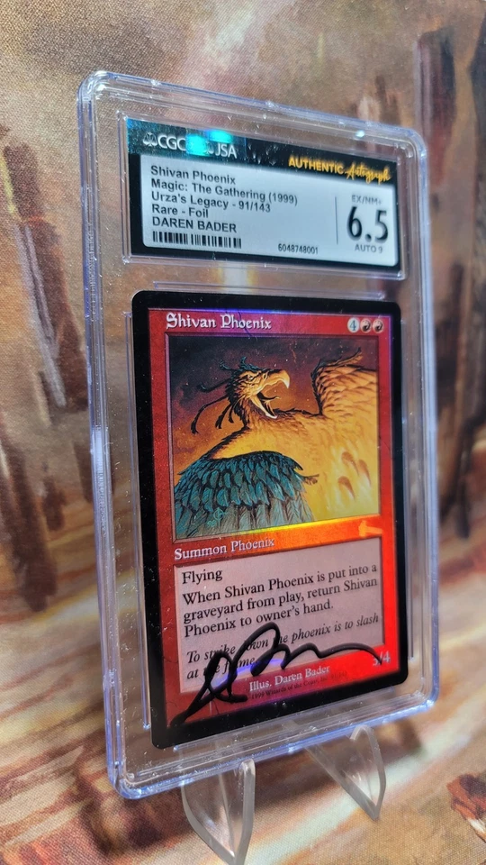 MTG Shivan Phoenix Urza's Legacy Foil Signed By Artist Daren Bader CGC 6.5 JAS 9 - Image 4 of 4