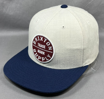 Brixton Supply Snapback Hat Cream Adjustable Surfer Hooligan Skater Patch Mens