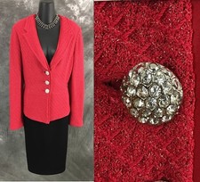 BEAUTIFUL St John jacket knit pink red shimmer evening suit blazer size 10
