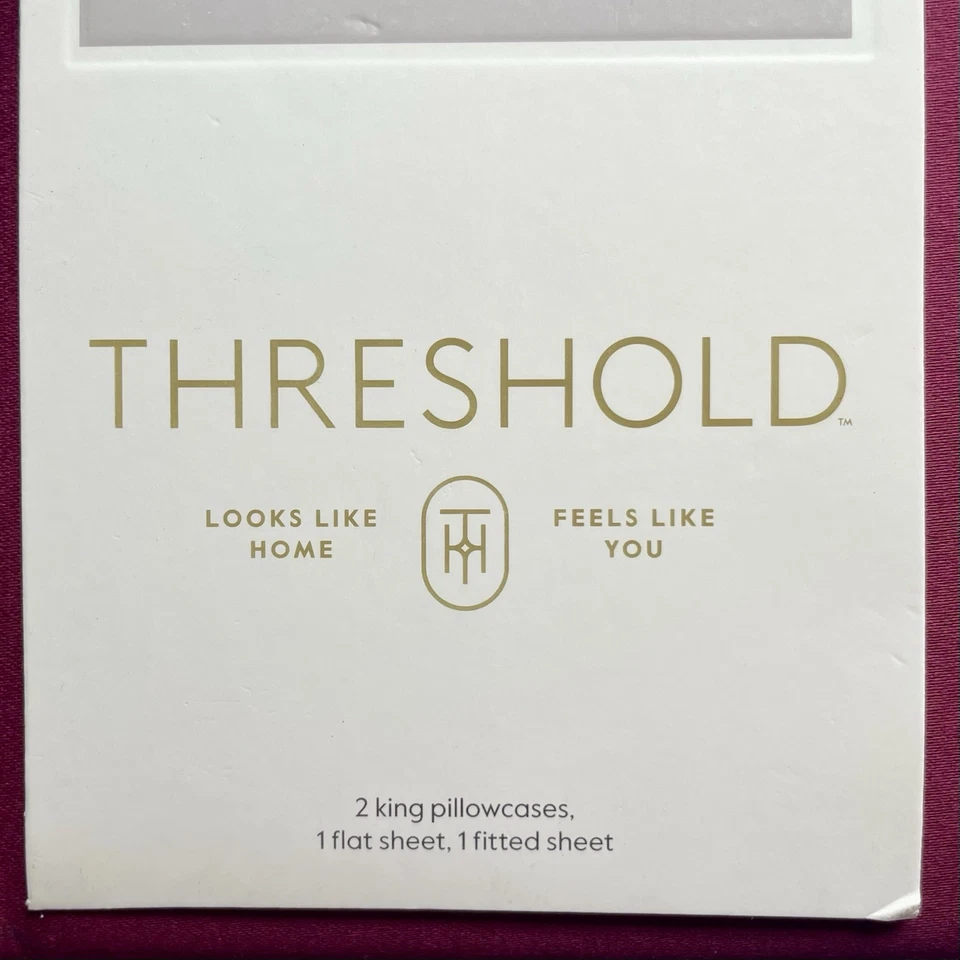 Wine Red King Sheet Set Threshold 400 TC Performance Cotton Sateen Silky Soft - Image 3 of 4